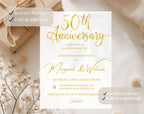 Golden 50th  Wedding Anniversary Invite White Gold