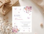 Pink Spring Flowers Baby Shower Invitation