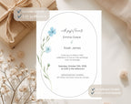 Blue Wildflower Wedding Invitation Template | Editable Minimalist Floral Wedding Invite