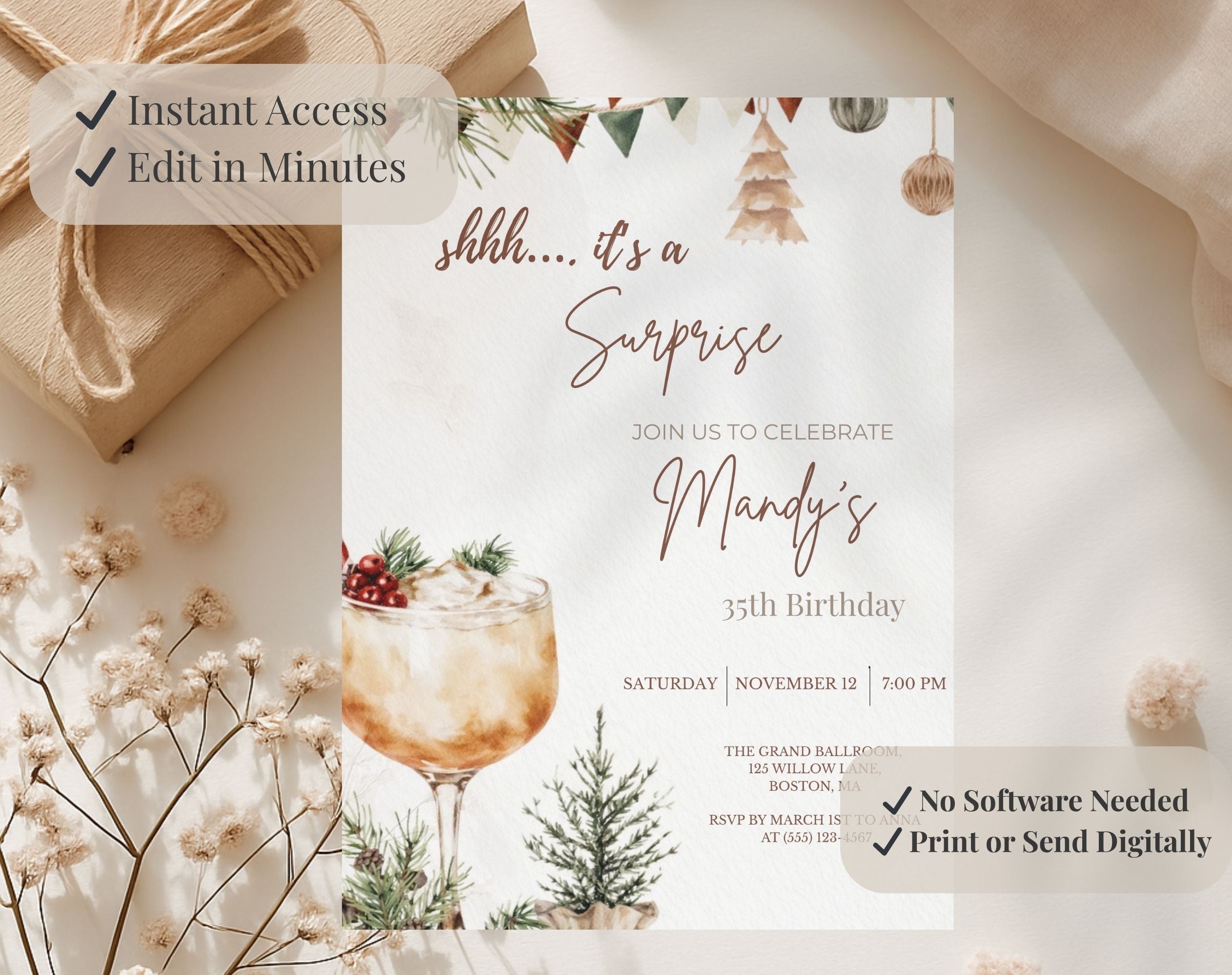 35th winter Birthday Invitation