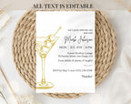 Gold Cocktail Birthday Party Invitation