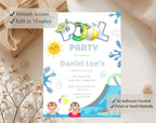 Blue Green Pool Party Kids birthday Invitation