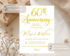 Golden 60th  Wedding Anniversary Invite White Gold