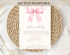 Pink Bow Birthday Invitation