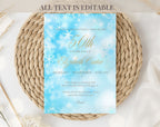 Winter Birthday Invitation Blue Snowflake 50th Party Invite Editable Template Evite Instant Download