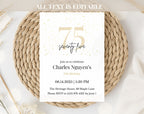 Elegant Gold 75th Birthday Invitation