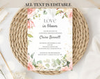 Peach and Green Floral Bridal Shower Invitation