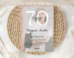 Photo Beige Minimalist 70th Birthday Invitation