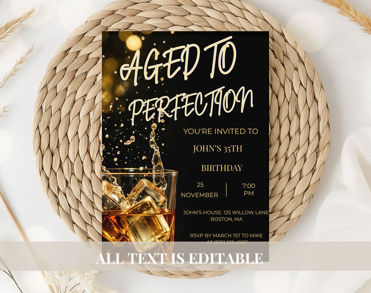 35th Whiskey Birthday Invitation
