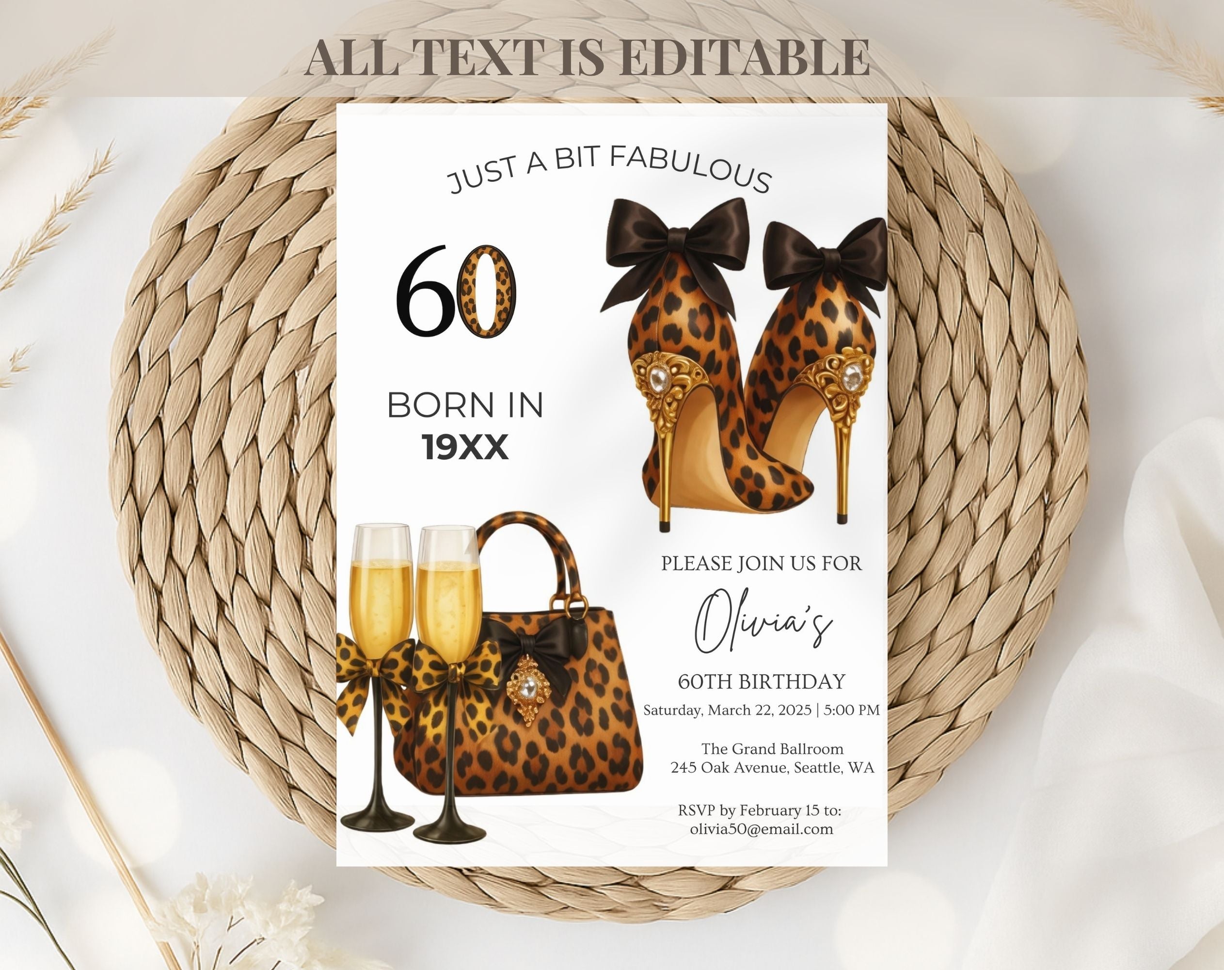 Leopard 60th Birthday Invitation