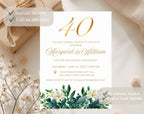 40th White Gold Wedding Anniversary Invitation