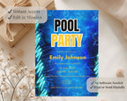 Blue Neon Pool  birthday Party Invitation