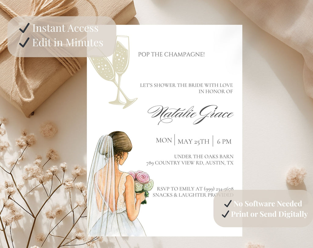 White Gold Bridal Shower Invitation