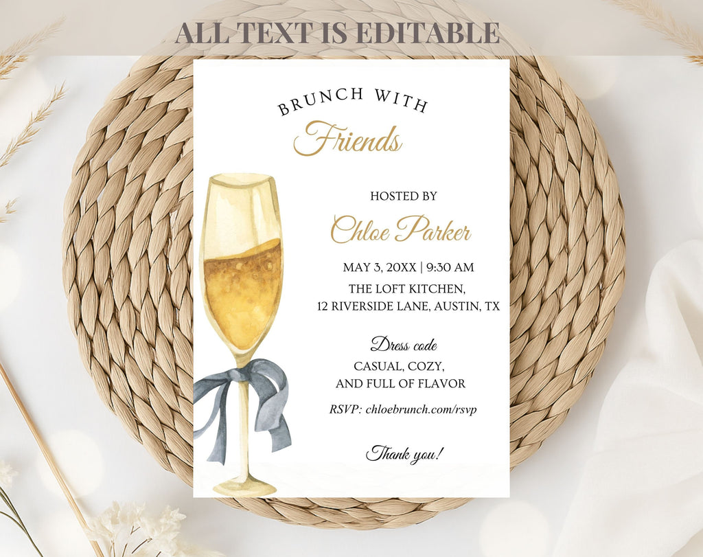 ElegantGold Birthday Brunch Invitation