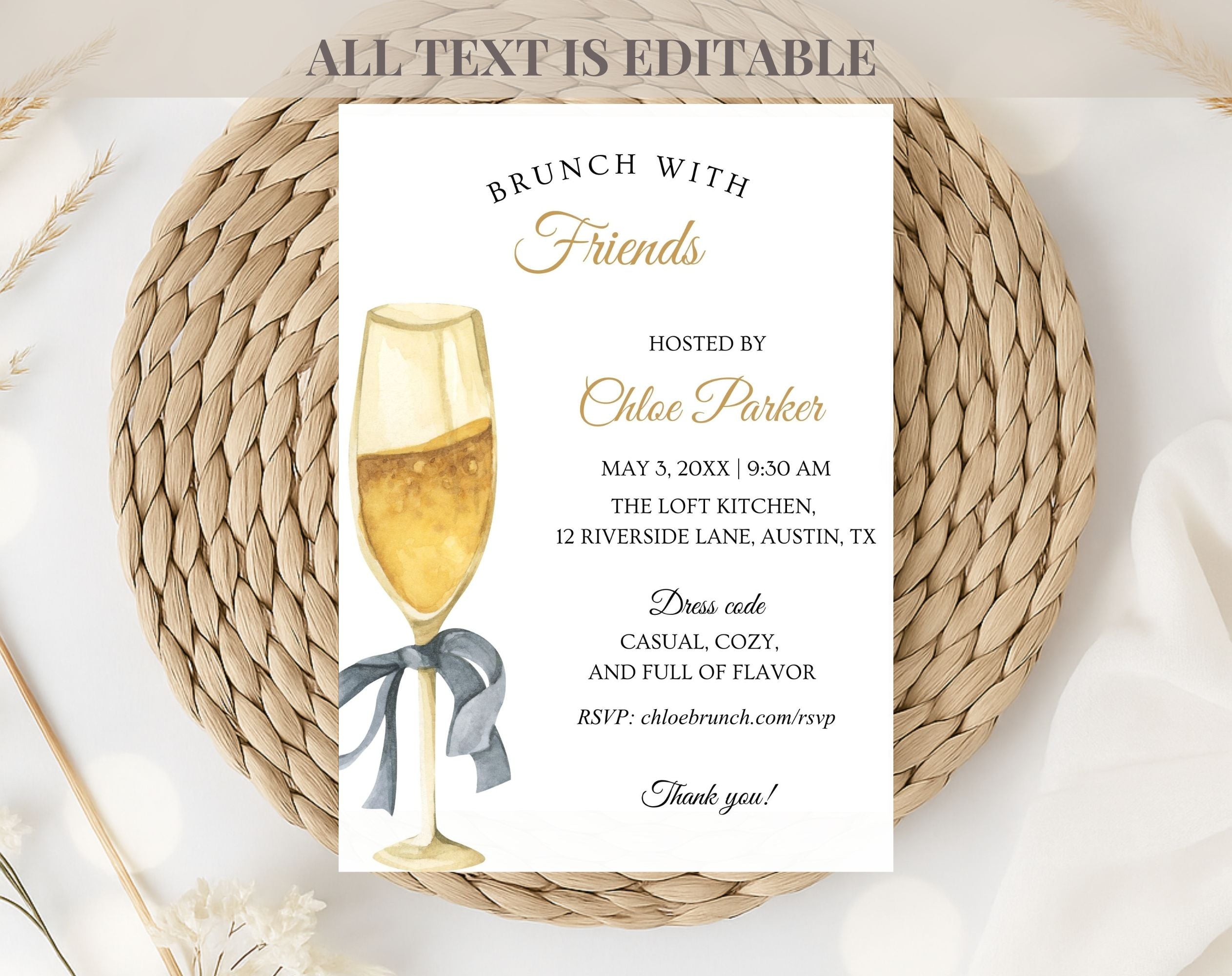 ElegantGold Birthday Brunch Invitation