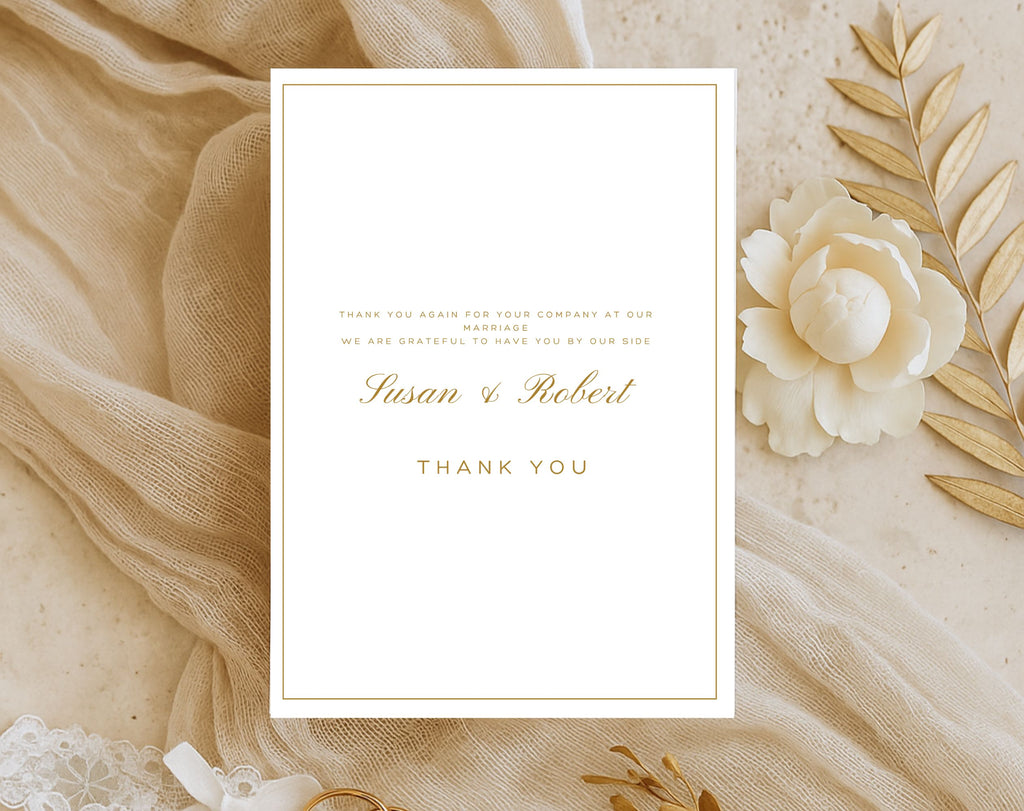 50th Elegant Gold Anniversary Thank You Card Template