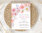 Elegant Pink Flower Floral Birthday Invitation