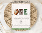 Green and Brown Football First Birthday Invitation