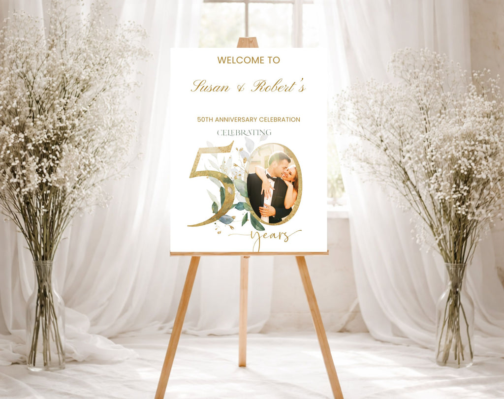 Elegant 50th Anniversary Welcome Sign Template