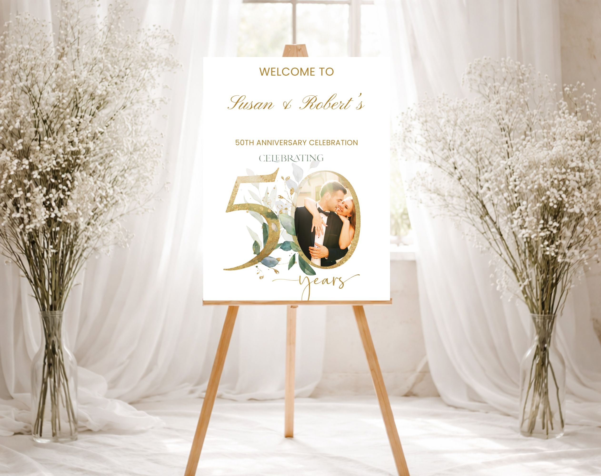 Elegant 50th Anniversary Welcome Sign Template