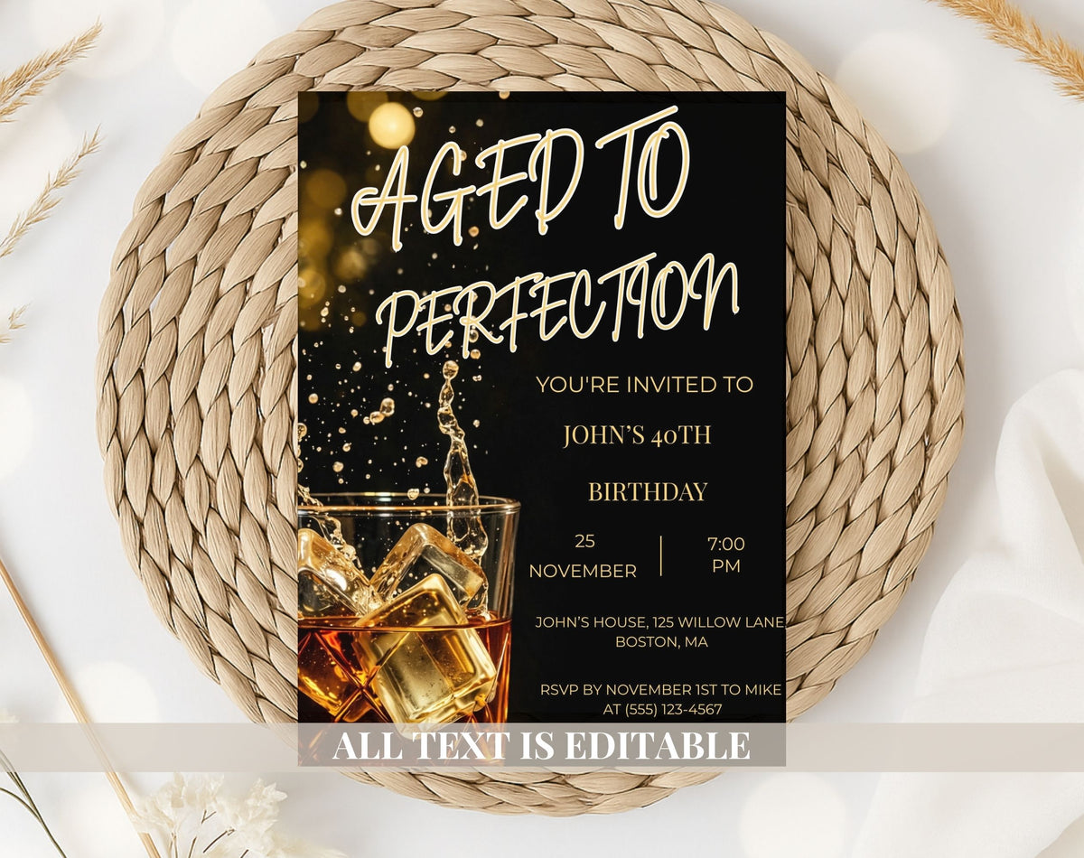 40th Whiskey Birthday Invitation