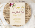 Beige Floral Elegant 70th Birthday Invitation