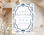 Blue Mediterranean Wedding Invitation