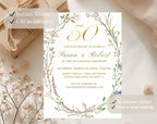 White Floral 50th Anniversary Invitation