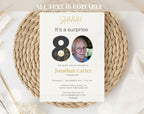 Beige 80th Birthday Invitation