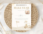Beige and Gold Golf First Birthday Invitation