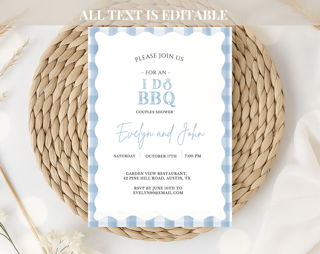 Blue and White I Do BBQ Invitation