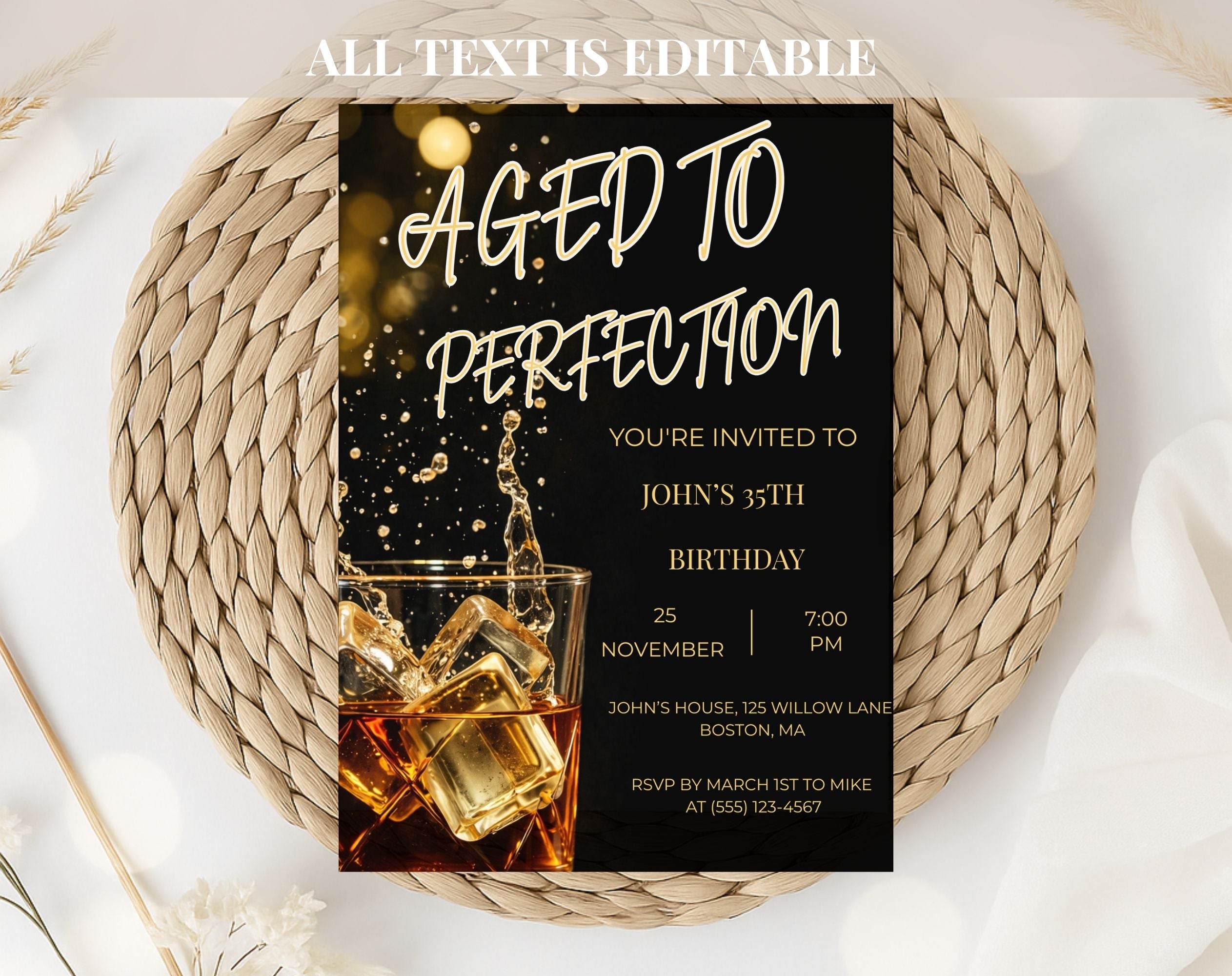 35th Wiskey Birthday Invitation