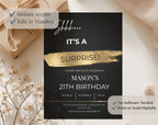 21th gold black Birthday Party Invitation