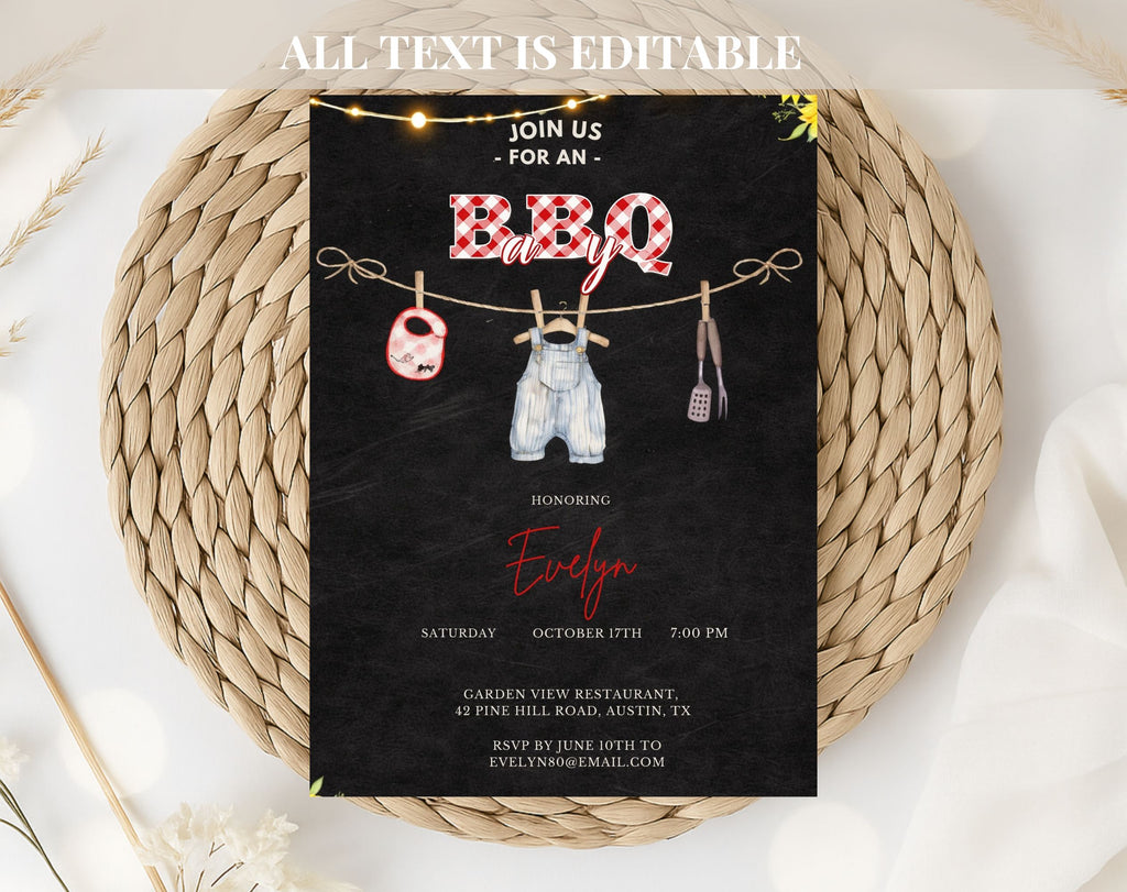 Black and Red BBQ Baby Shower Invitation