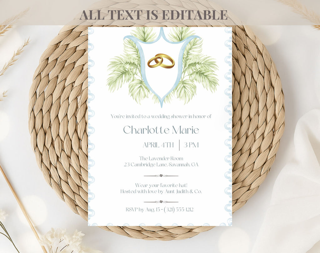 Tropical Blue and Green Bridal Shower Invitation