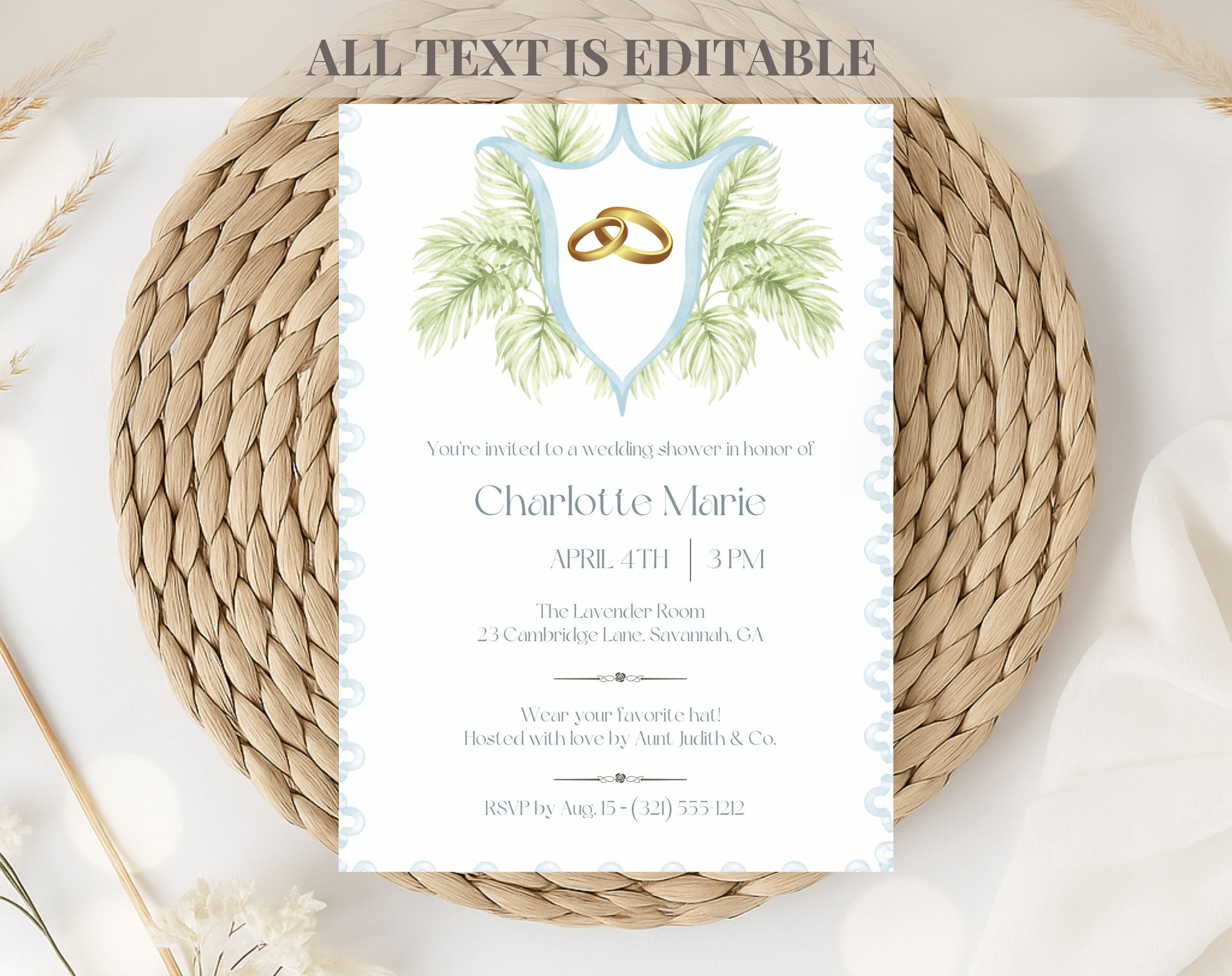 Tropical Blue and Green Bridal Shower Invitation