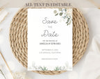 Minimal Save the Date Beige Green Wedding Invitation