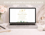 50th White Gold Wedding Anniversary Invitation