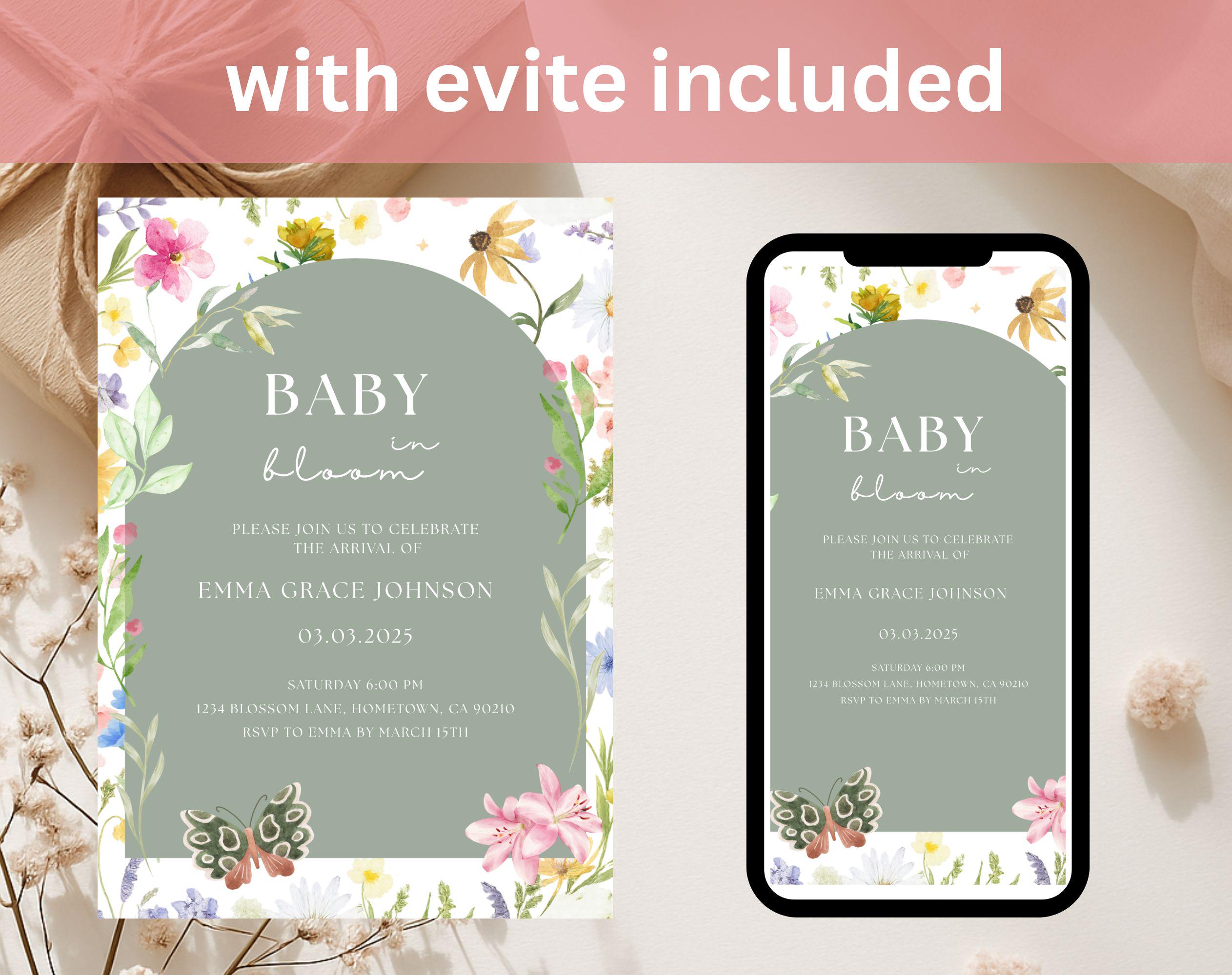 Baby in Bloom Baby Shower Invitation