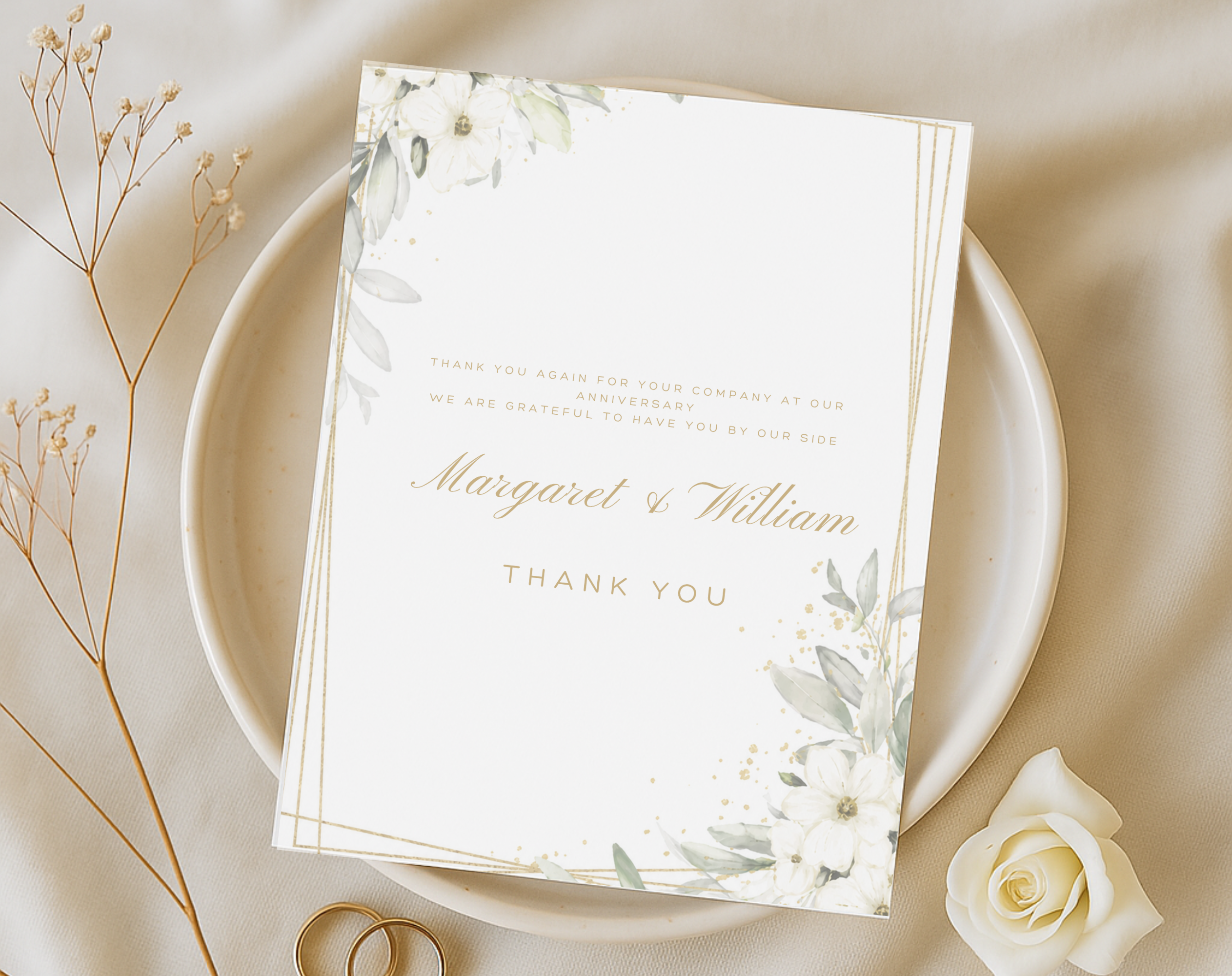 Wedding Anniversary Thank You Card Template