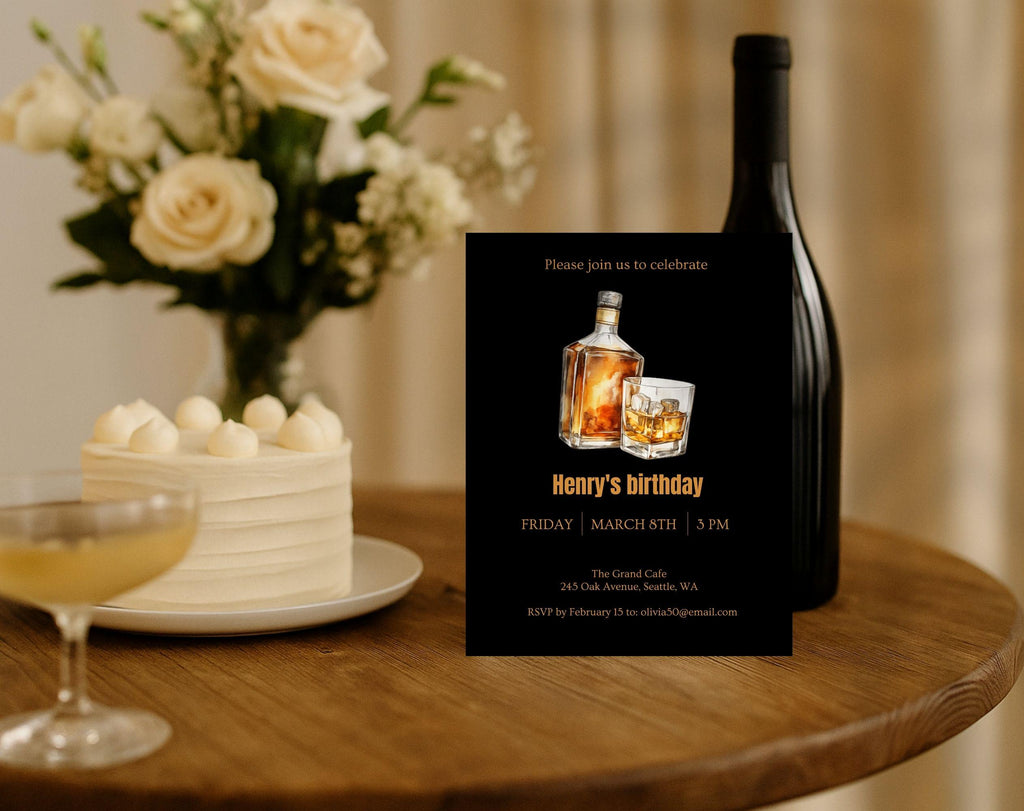 Whiskey Birthday Birthday Invitation