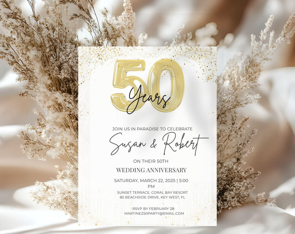 Gold  Balloon 50th Wedding Anniversary