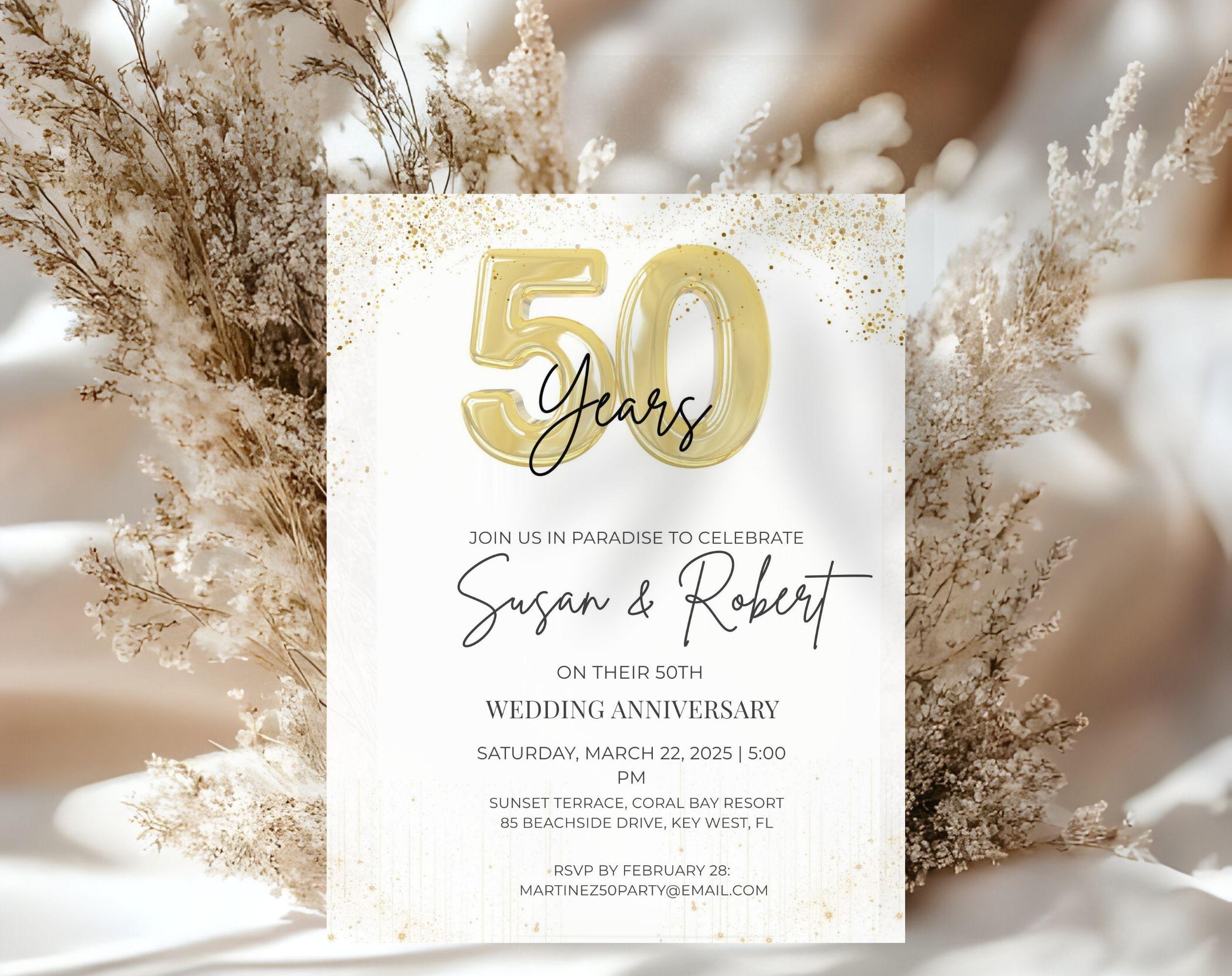 Gold  Balloon 50th Wedding Anniversary