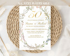 White Floral 50th Anniversary Invitation