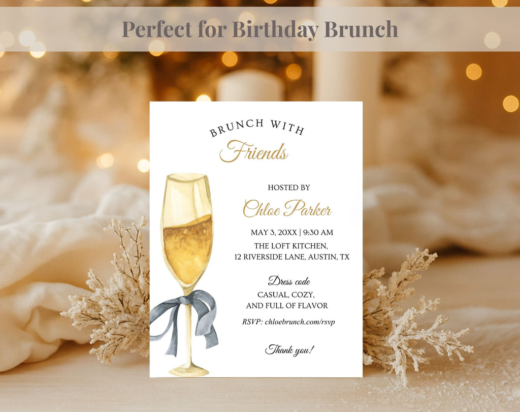 ElegantGold Birthday Brunch Invitation