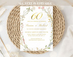 Elegant Floral 60th Wedding Anniversary Invitation