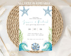 Coastal Beach Wedding Invitation Template
