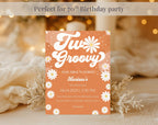 Orange Retro Groovy 70th Birthday Invitation
