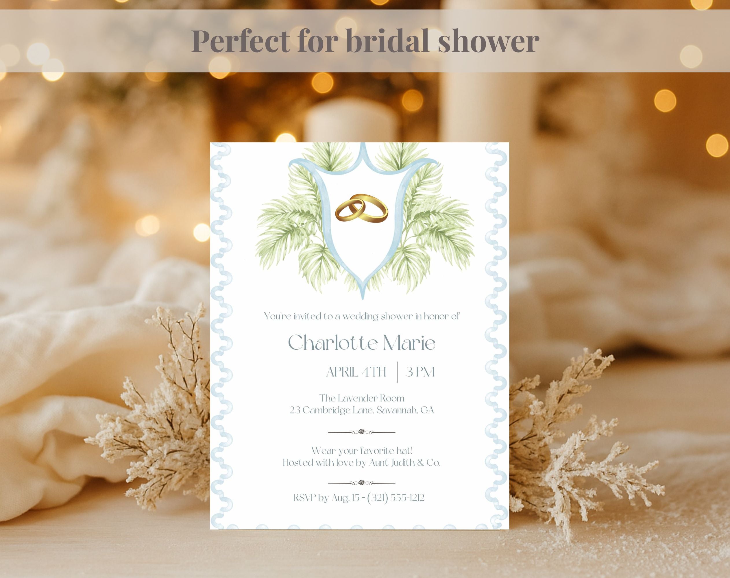 Tropical Blue and Green Bridal Shower Invitation