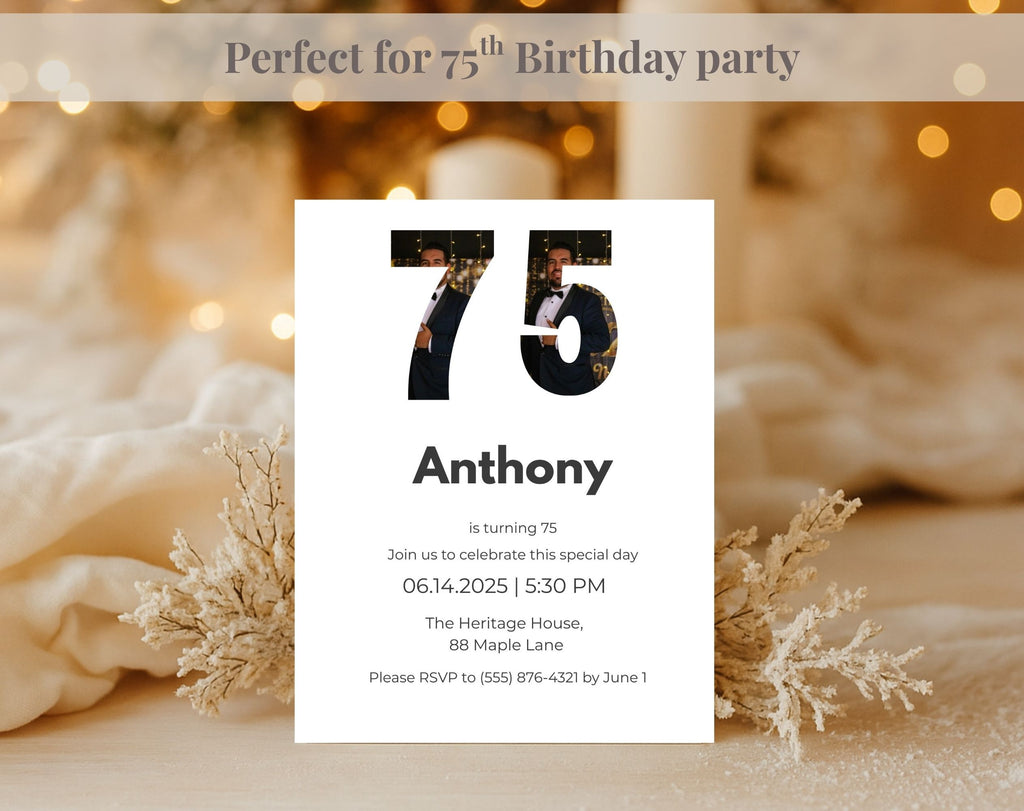 75th Photo Birthday Invitation